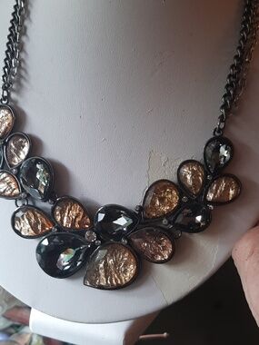 80s Ish Statement Crystal Teardrop Bib Necklace